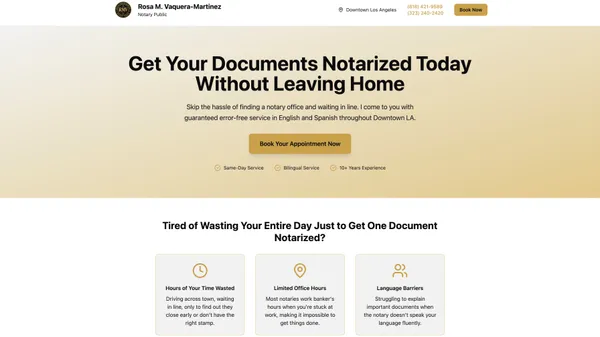 Rosa M. Vaquera-Martinez Notary Public website screenshot