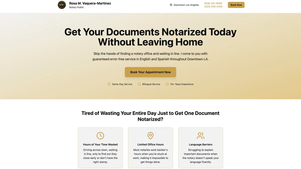 Rosa M. Vaquera-Martinez Notary Public website screenshot